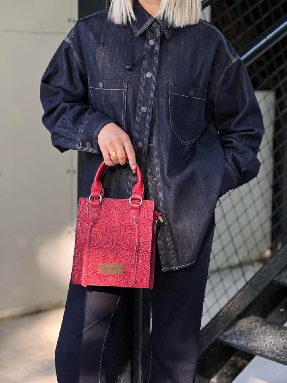 Stylish Embossed Crossbody Purse for Women | Fringe Handbag & Western Mini Tote - Picture 2 of 6